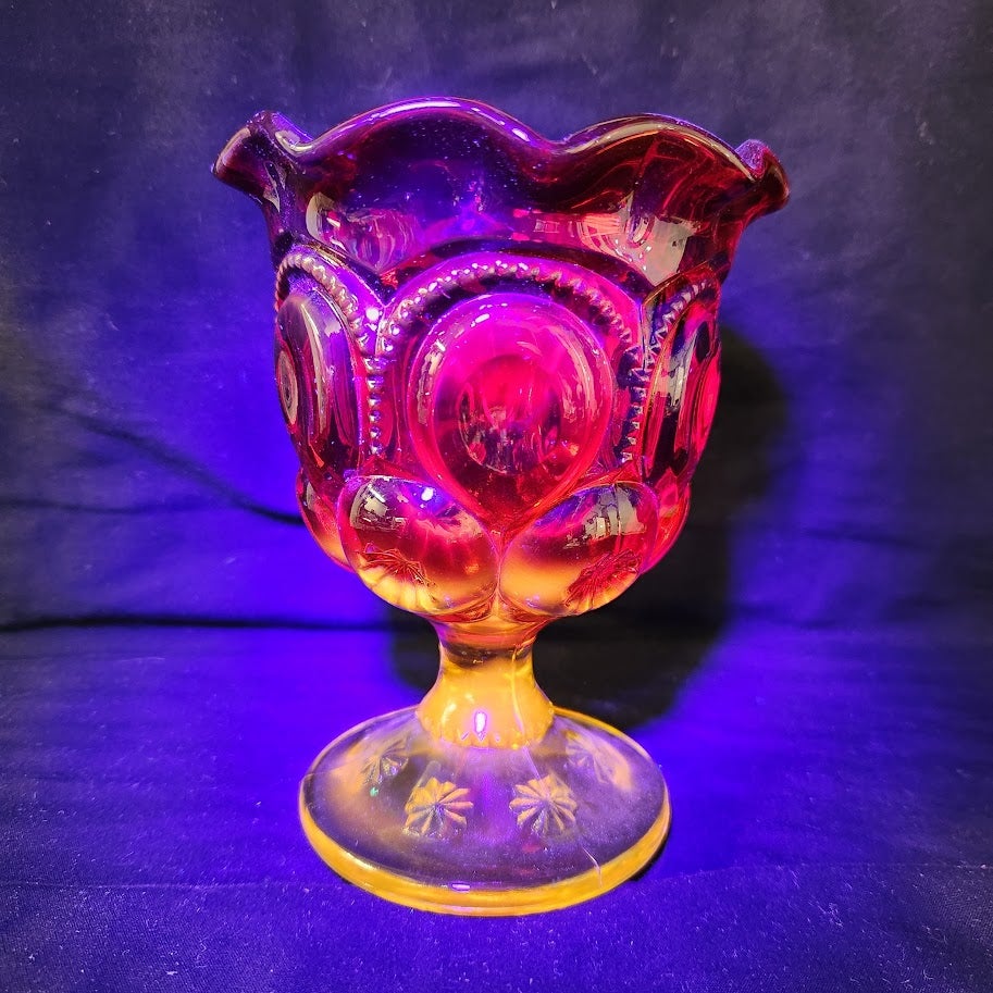 L.E. Smith Amberina Moon & Stars Goblet (Cadmium Glow) | Axe